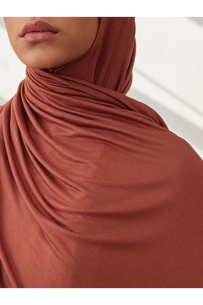 Femple Modest Red Red Red Premium Jersey Shawl - 180X70 cm Hijab