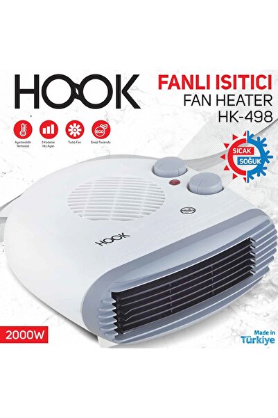 HOOK HK-498 Termostatlı 3 Kademeli 2000 Watt Sıcak - Soğuk Turbo Fanlı Isıtıcı