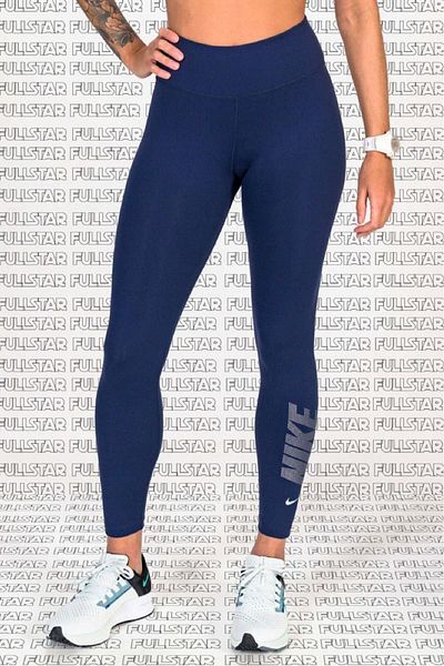 Nike One Training Diamond Shine 7/8 Leggings 2 buzunare cu strasuri Colanți de recuperare Bleumarin