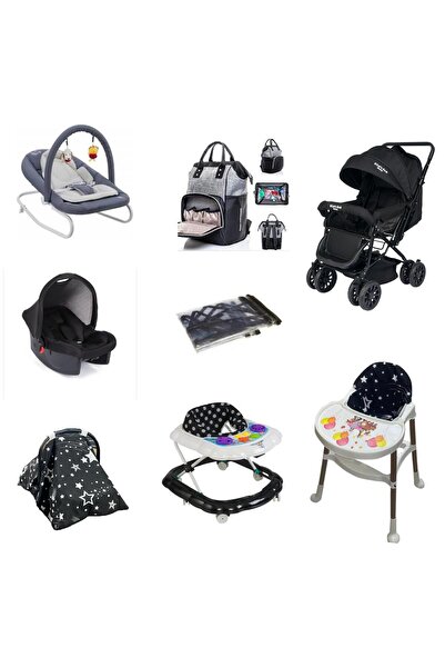 LETS GO BABY Bebek Çeyiz Seti 10Parça Bebek Arabası Beşik Çanta Puset Mama Sa...