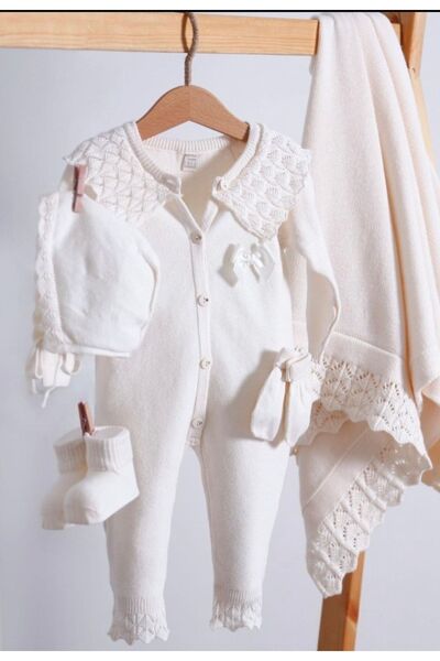 Nipperland 100% Organic Cotton Knitwear with Openwork Edges Hospital Release /mevlüt Newborn Set of 5