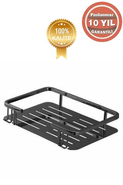ÇELİK BANYO Paslanmaz Pirinç Mat Siyah Tekli 15x22 Cm Şampuanlık Süngerlik Kö...