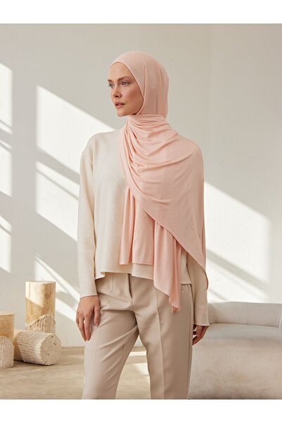 Femple Modest Κρεμ Ροζ Premium Τζέρσεϊ Σάλι - 180x70 cm Hijab