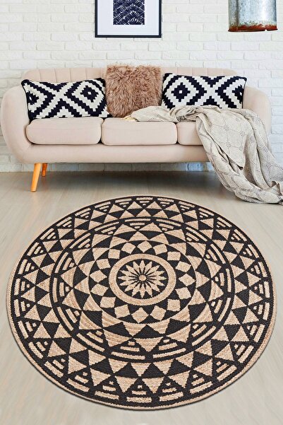 Chilai Home Black Hole Çap Modern Tasarım Yıkanabilir Kaymaz Taban Halı Djth
