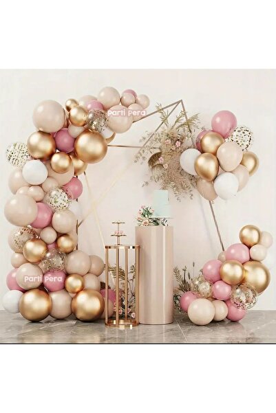 parti pera Retro Deniz Kumu Retro Gül Kurusu Krom Gold Konfetili Balon Zincir...