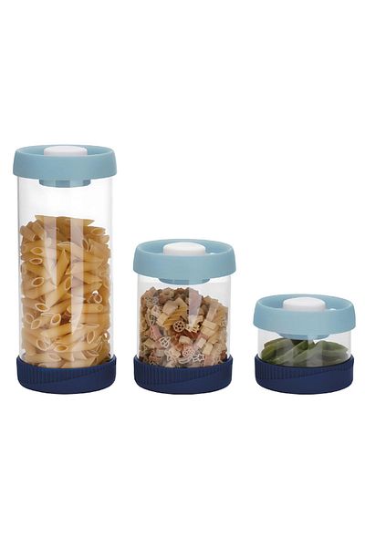 VİP AHMET 3-Piece Round Vacuum Glass Storage Set - 450Ml+840Ml+1500Ml