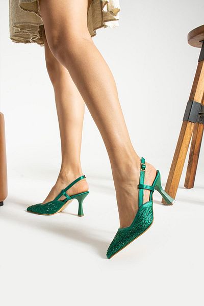 Tulin Shoes Hera Stone Print Detaliu Tocuri Verde