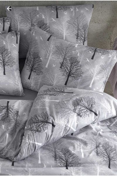 Sheri Home Σετ Παπλωματοθήκη Μονή Cotton Grey Tree New14533