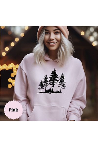 LA GULER Unisex Winter Hooded Oversize Hoodies - Πεύκα με στάμπα, 3 νήματα βαμβακερή σαρδόνια
