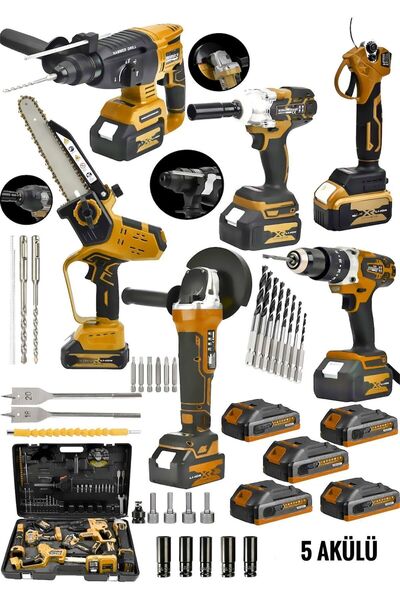 OG GERMANY STEEL 6'lı Muhteşem Takım 986Vx Şarjlı Somun Sökme/Taşlama/Vidalam...