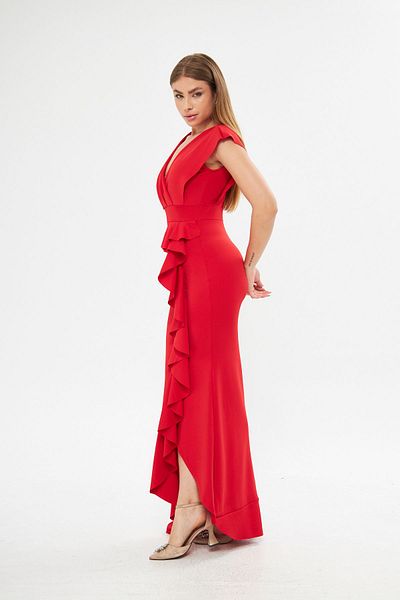 Secret Passion Lingerie Flexible Red Scuba Fabric Flounce Detail Evening Dress and Graduation Dress 729 582443