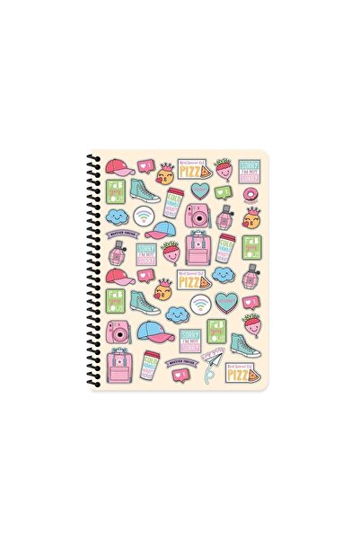 KESKİN COLOR (16,5x22,5 Cm) 80 Sheets Lined Plastic Cover Spiral Sweet Fun Notebook (4 Pieces)