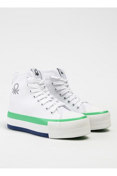 Benetton Tenis de damă verde alb - BN-30944