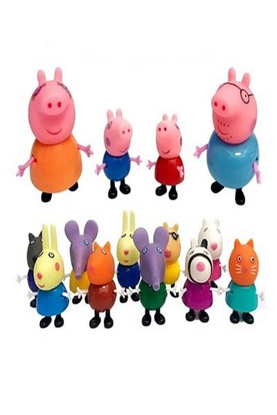 Schulzz مجسمات Peppa Pig Aksion - مجموعة كاملة من 14 قطعة من عائلة Pig Peppa