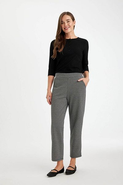 DeFacto Houndstooth Pattern Drawstring Relaxed Fit Joggers