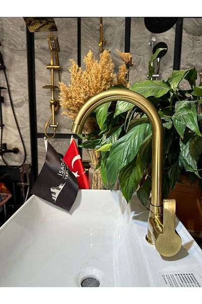 İSAOĞLU YAPI Matte Gold Faucet - Sink Faucet Fixture