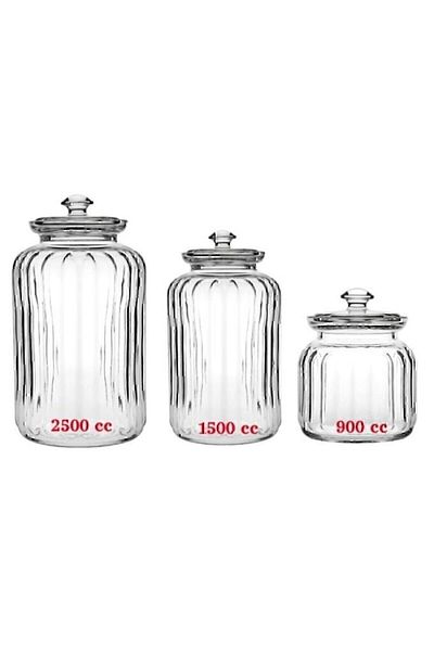 Paşabahçe Viva Glass Jar Set of 3 (2500 CC 1500 CC 900 CC)