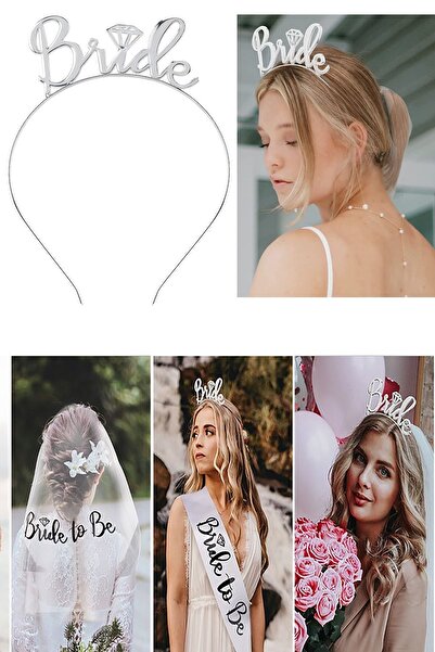 Parti Furyası قطعة واحدة من معدن وداع - تاج وصيفة العروس باللون الرمادي الفضي...