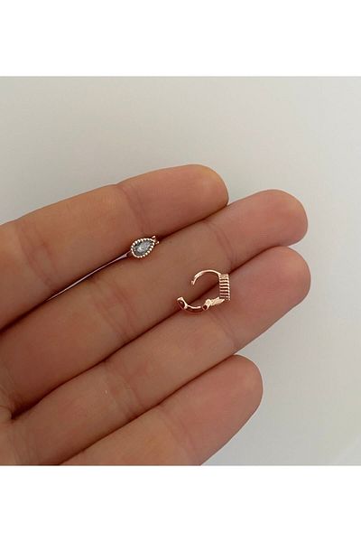 Arescollection Zircon Stone Tragus Rook Lobe Compatible Drop Model Mini Ring Piercing