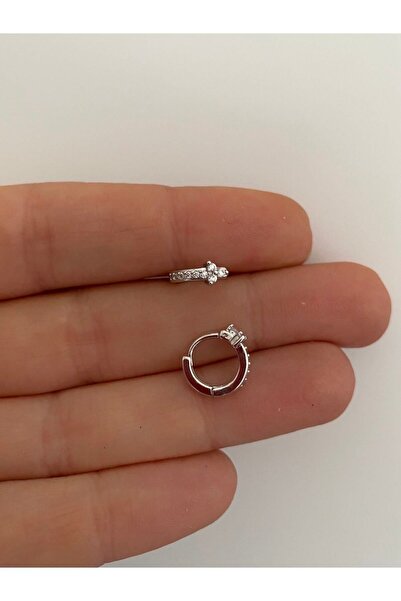 Arescollection Cerrahi Çelik Zirkon Taşlı Tragus Kıkırdak Helix Lobe Uyumlu Halka Piercing Küpe