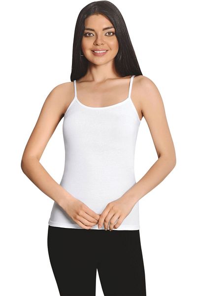 İki Yıldız White 3-Piece Premium Pack 100% Cotton Women's Strappy Tank Top