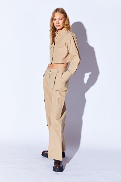 EDITION WOMAN Bej Kalın Soft Dokulu Çift Cepli Kadın Pantolon | EK10009006