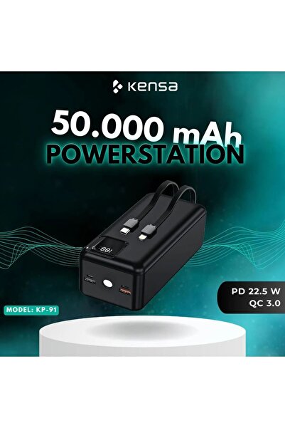 Kensa Powerbank 50.000 Mah Yeni Nesil Kendinden Kablolu 22.5 W Hızlı Ve Güçlü Pd