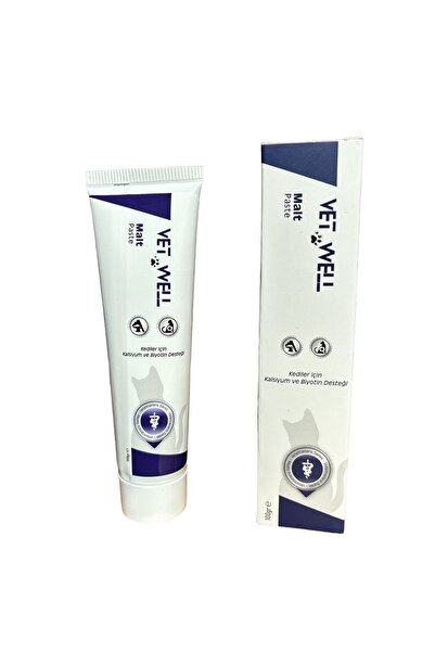 vet well Malt Paste 100 gr Kedi Tüy Yumağı Önlemeyi Destekleyen Kalsiyum Biyo...