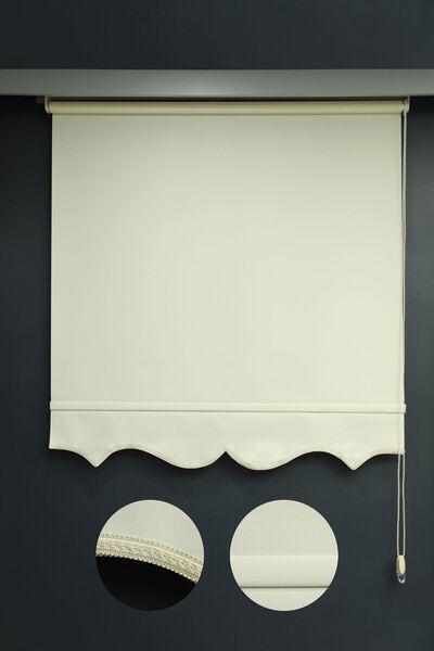 Genel Markalar Mat Polyester Etekli Krem Stor Perde Güneşlik Ev Ofis Mutfak Ç...