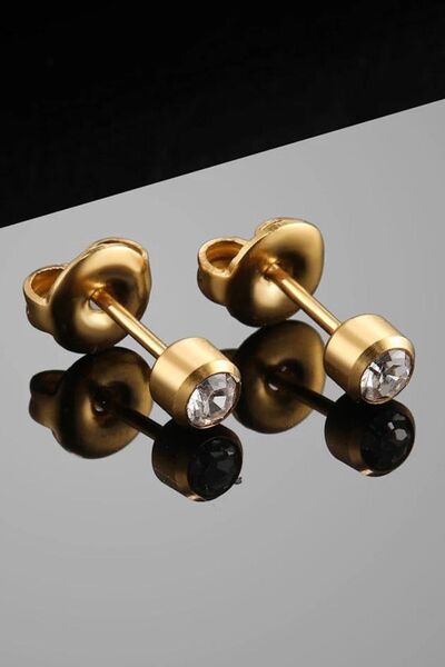 Jaida Moda Gold Zirkon Taşlı Steril Cerrahi Çelik Ilk Delim Kulak Küpesi