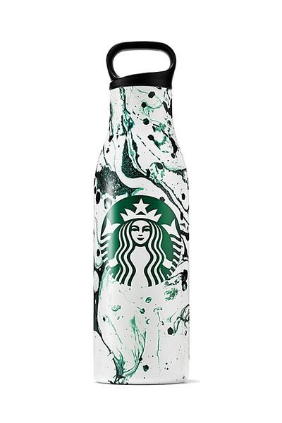 Starbucks Green White Oil Paint Themed Steel Water Bottle 532ml
