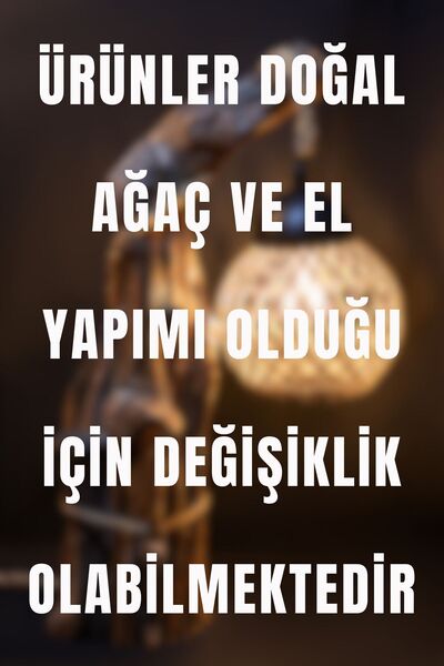 Celestia Home Dilim Ağaç Abajur Hasır Doğal İskandinav El Yapımı Ahşap Lambader Yatak Oturma Odası Rustik