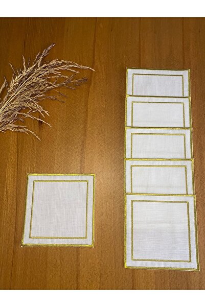 Smiling Home 6 bucăți Gardenia lenjerie de culoare aurie șic dublă broderie b...