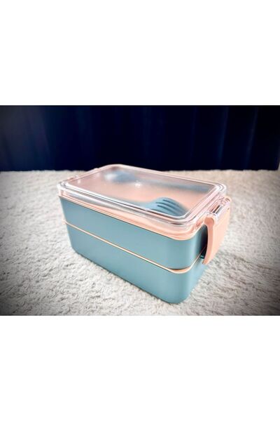 LEON LİFE Leon Life 2 Tier Lunch Box - with Storage Container and Fork and Spoon Gift