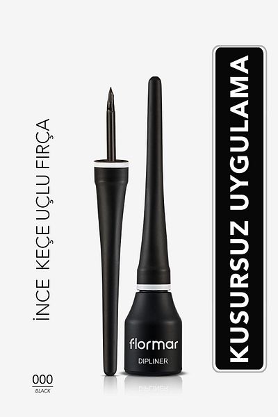 Flormar Dense Pigmented Thin Felt Brush Semi Matte Dipliner (BLACK) - Dipliner-000black-8690604330003
