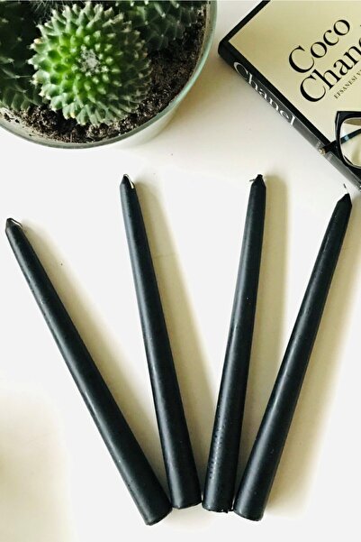 ROYAL MUM Siyah Şamdan Mum- 10 Adet-