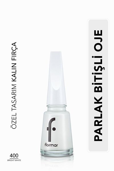 Flormar High Pigmented Shiny Finish Nail Polish - Nail Enamel - 400 Bright White New 8682536035989