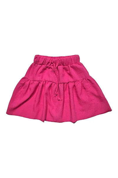Cloise Girl's Linen Ruffle Fuchsia Skirt
