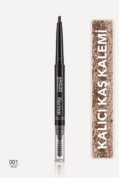 Flormar Angled Eyebrow Pencil and Eyebrow Brush (beige) - Angled Brow Pencil - 001 Beige -8690604572038