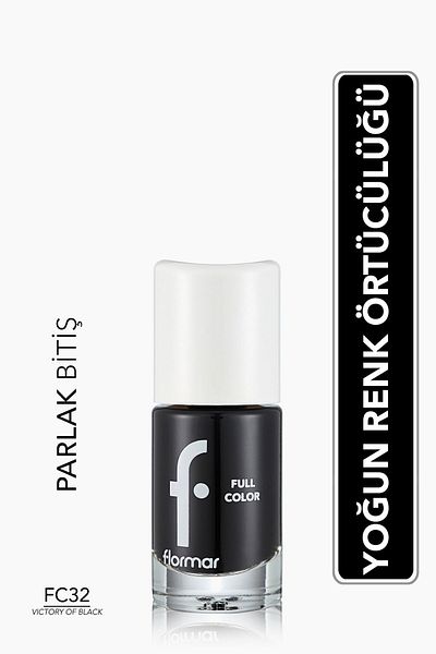 Flormar Full Color Nail Enamel, FC32 Victory of Black