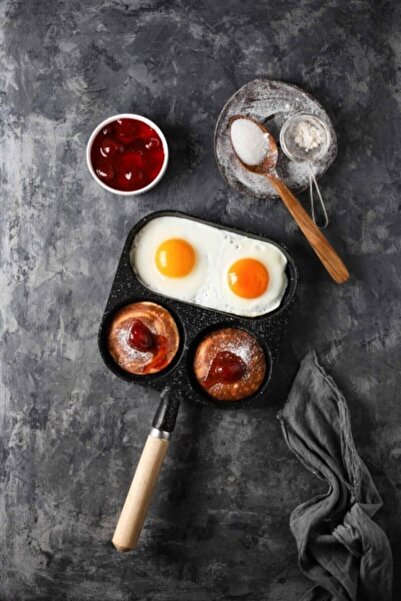 BKC HOME 3 Bölmeli Çok Amaçlı Döküm Pankek Omlet Krep Kamp Tava