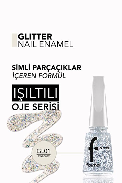 Flormar Yoğun Simli Şeffaf Oje - Glitter Nail Enamel - GL001 Stardust-8682536049795