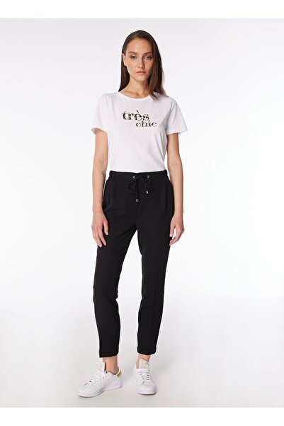 People By Fabrika Lastikli Bel Dar Siyah Kadın Pantolon SPBF4SL-PNT5044