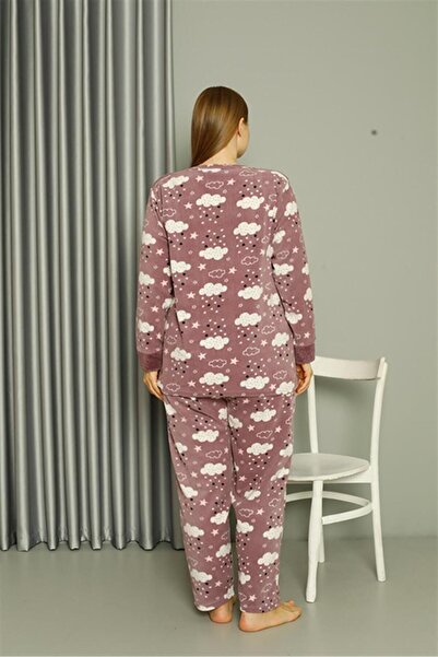 Akbeniz Welsoft Polar Women's Plus Size Lilac Pajamas Set808044
