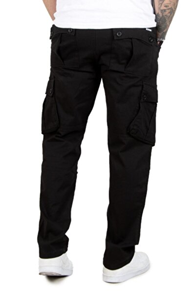 DeepSEA Black Gabardine Cargo Pants - Pockets and Seasonal, Wide Cut 1705421