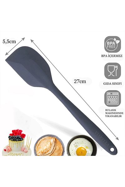 viarella 27cm Gray Silicone Spatula - Heat Resistant, Fireproof and Non-Stick Anti-Scratch