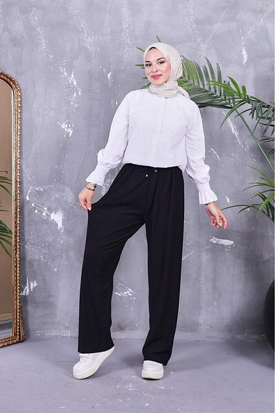sofy Comfortable Fit - Elastic Waist and Wide Leg Palazzo Trousers