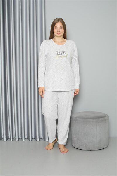 Akbeniz Welsoft Polar Plus Size Women's Pajama Set -808050