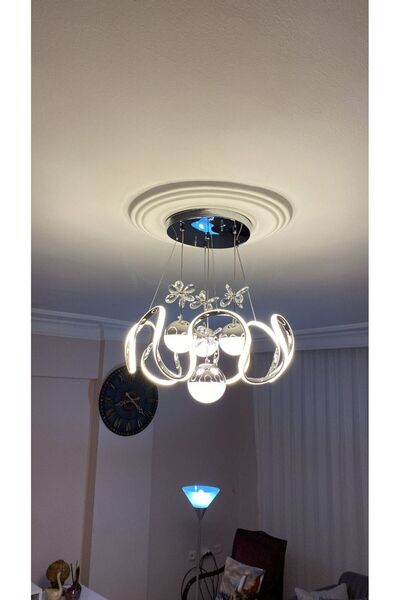 Retro MODERN LED AVİZE 4 TOPLU KROM KAPLAMALI