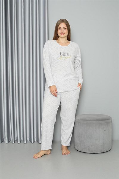 Akbeniz Σετ γυναικείες πιτζάμες Welsoft Fleece Plus Size - 808050